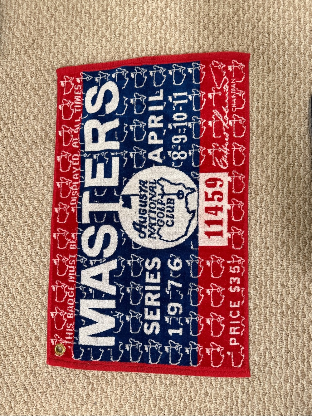 Masters Red and Blue Augusta National Club Vintage Ticket Towel by Masters